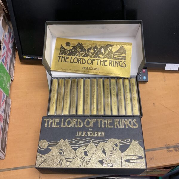 Vintage Lord of the Rings cassette audiobook slipcase, collectible fantasy literature.