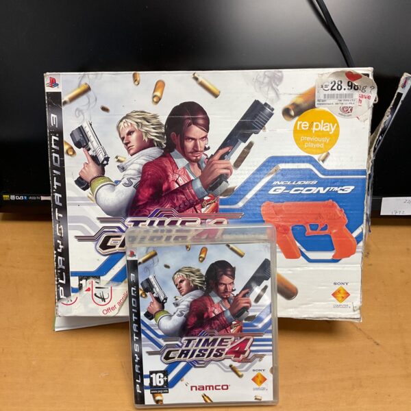 Time Crisis 4 PS3 game with G-Con 3 light gun and sensor bar.