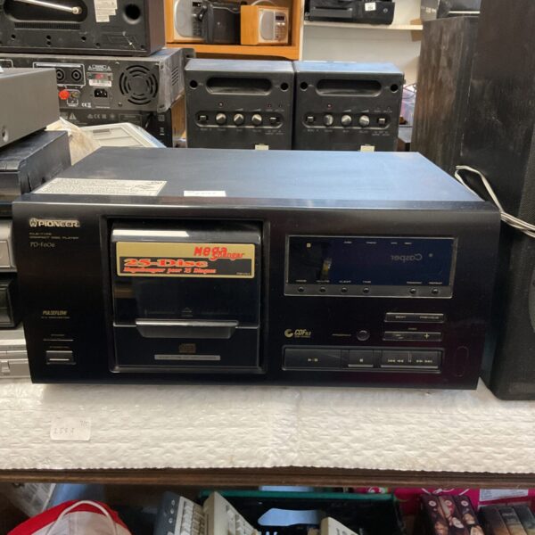 Black Pioneer PD-F606 compact disc player, vintage audio equipment.