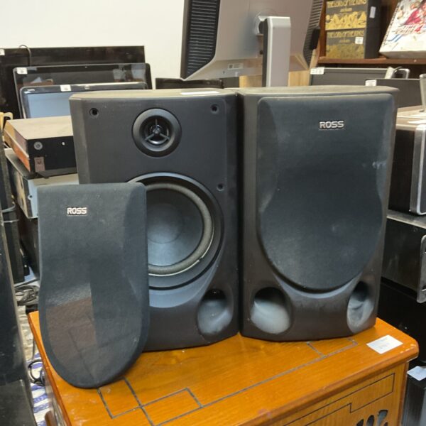 Pair of Ross active speakers presented for auction.