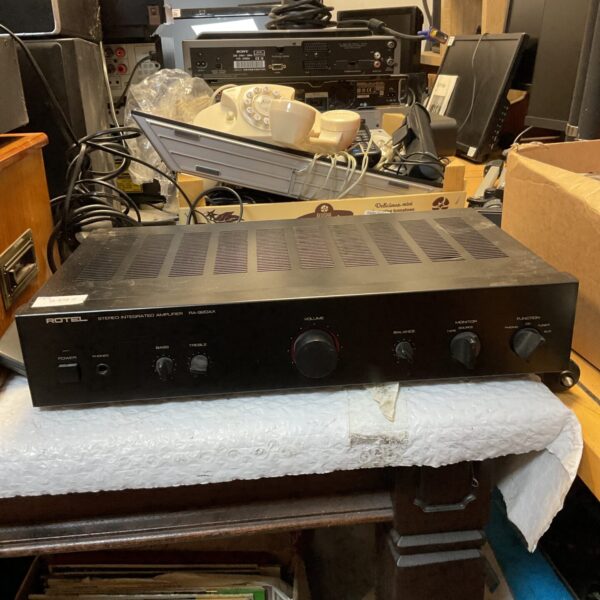 Front view of vintage Rotel RA-920AX stereo amplifier.