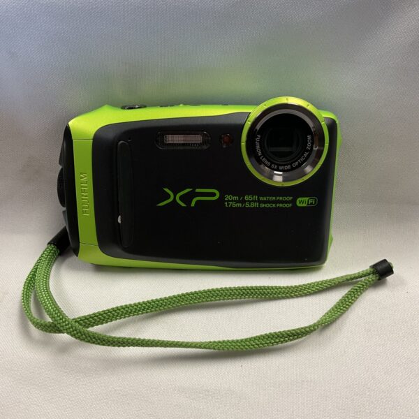 Fujifilm FinePix XP120 waterproof digital camera in blue.