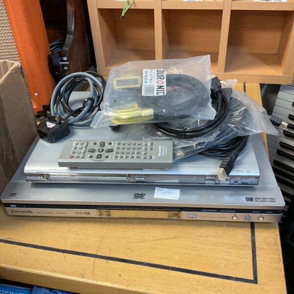 Vintage Panasonic and Philips DVD players for home cinema.