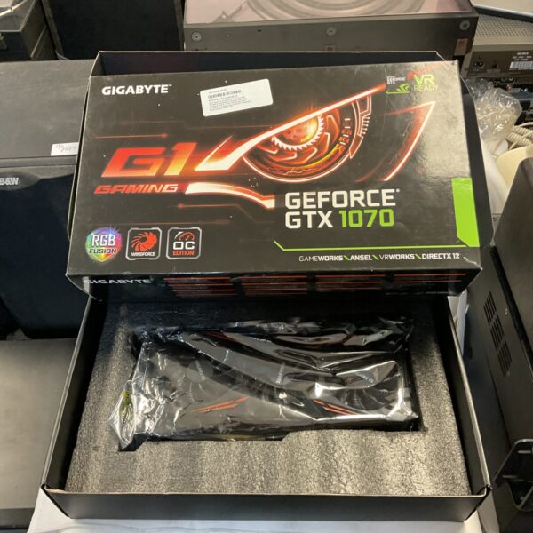 Gigabyte GeForce GTX 1070 graphics card for gaming PC.