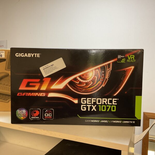 Gigabyte GeForce GTX 1070 graphics card for PC gaming.