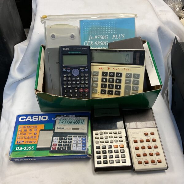Lot of vintage Casio and other retro scientific calculators.