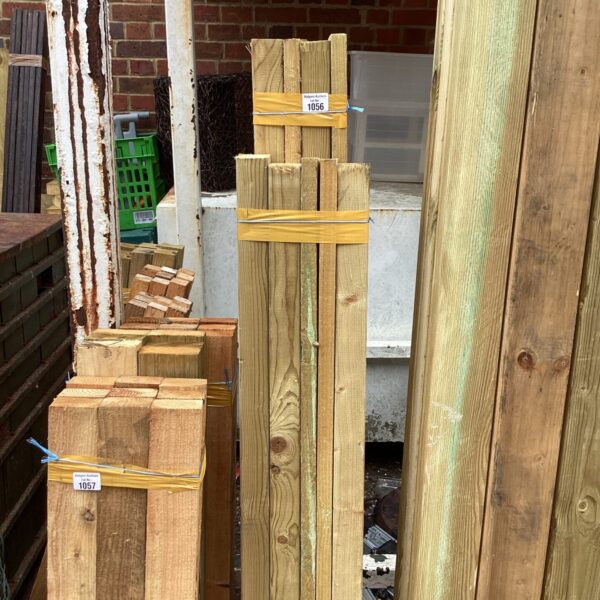 Strapped bundles of 5’ timber for construction projects.