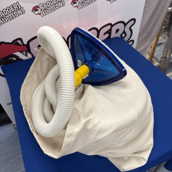 Swimming pool cleaner head with hose connection for pool maintenance.