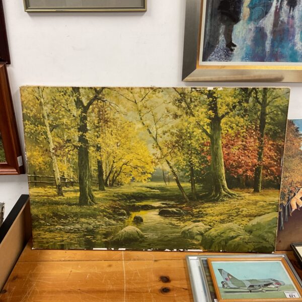 Large Robert Woods woodland canvas print for vintage wall decor.