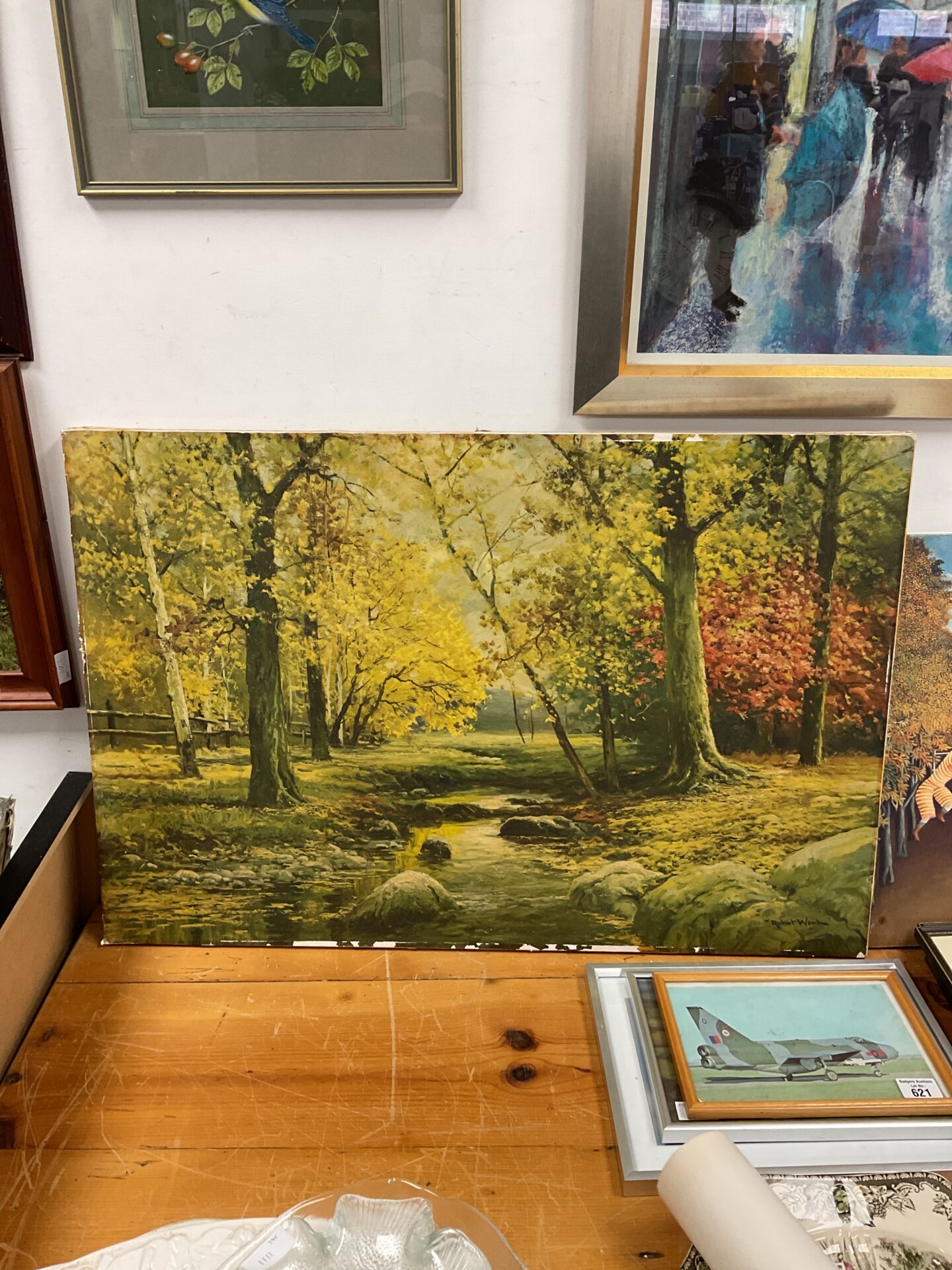 620 Large robert woods canvas wash print of a woodland