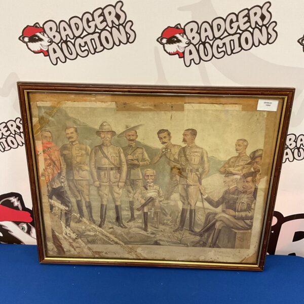 Antique framed print of WW1 generals in a formal military portrait.