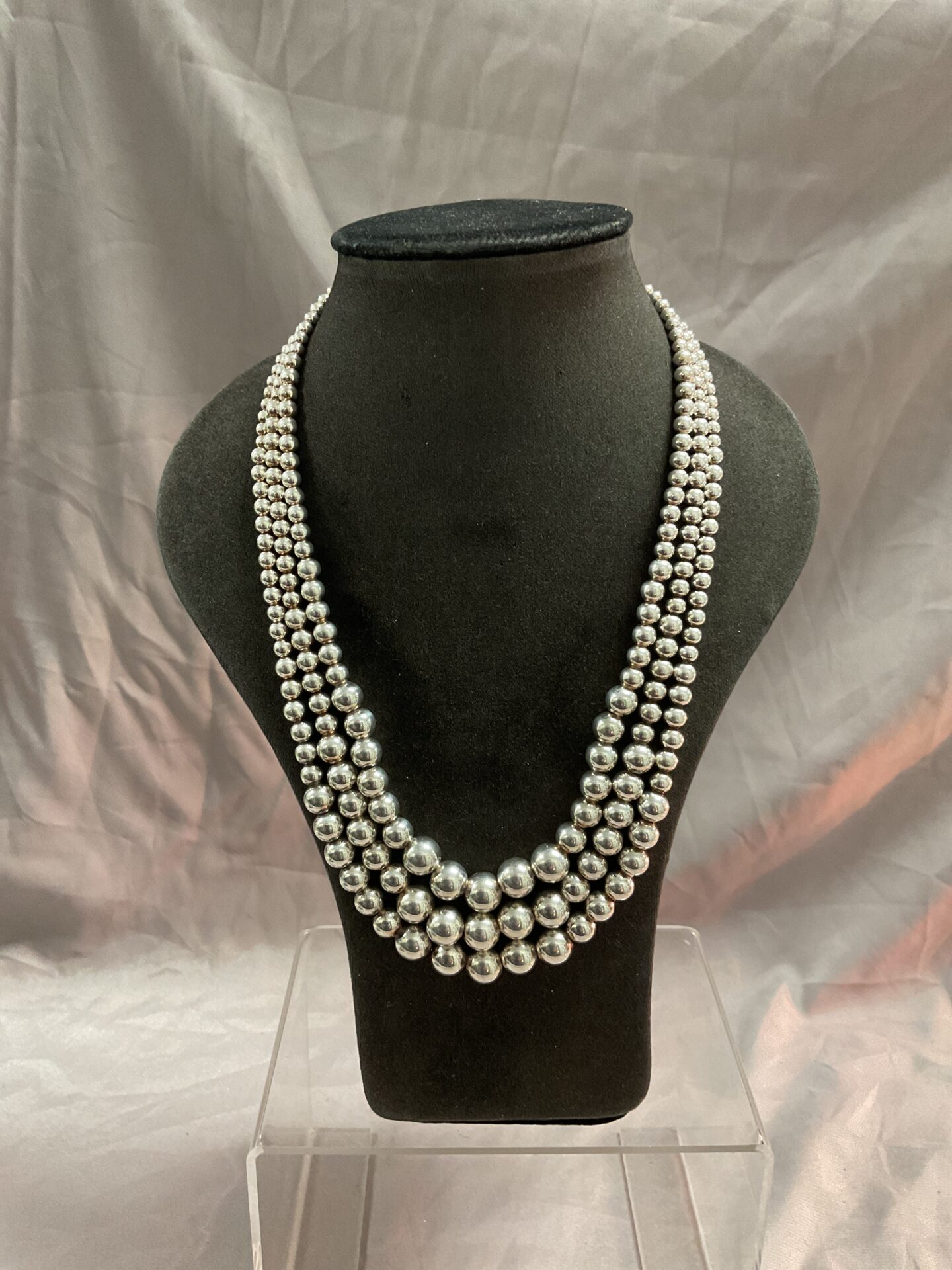 798 hallmarked silver bead 16” necklace 47.6g