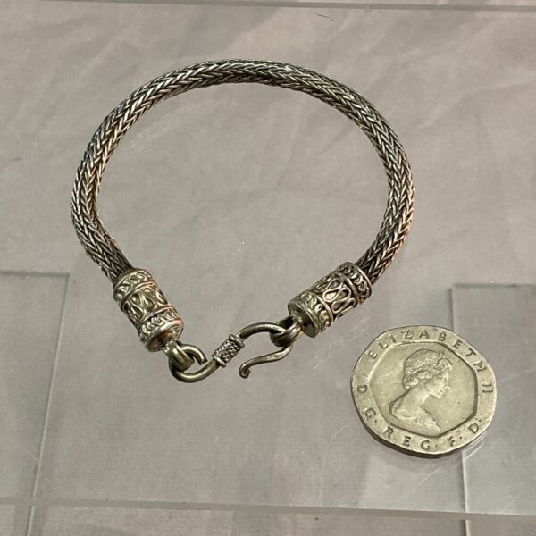 Elegant silver snake link bracelet, vintage style jewellery.
