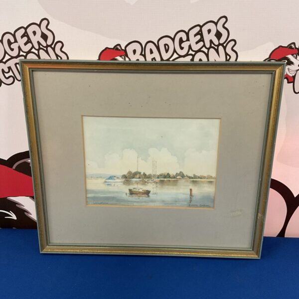 Vintage John Colton watercolour painting of boats at landstone.