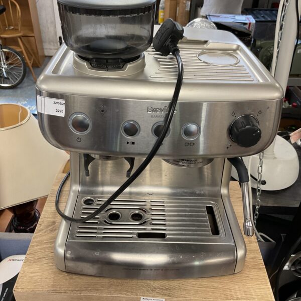 Breville Barista Max coffee machine in stainless steel.