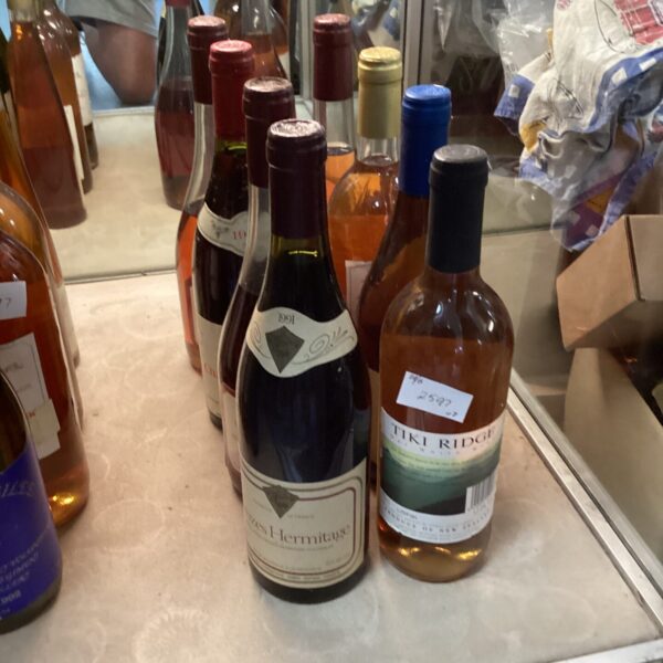 Collection of vintage Chiltern Valley wine bottles.