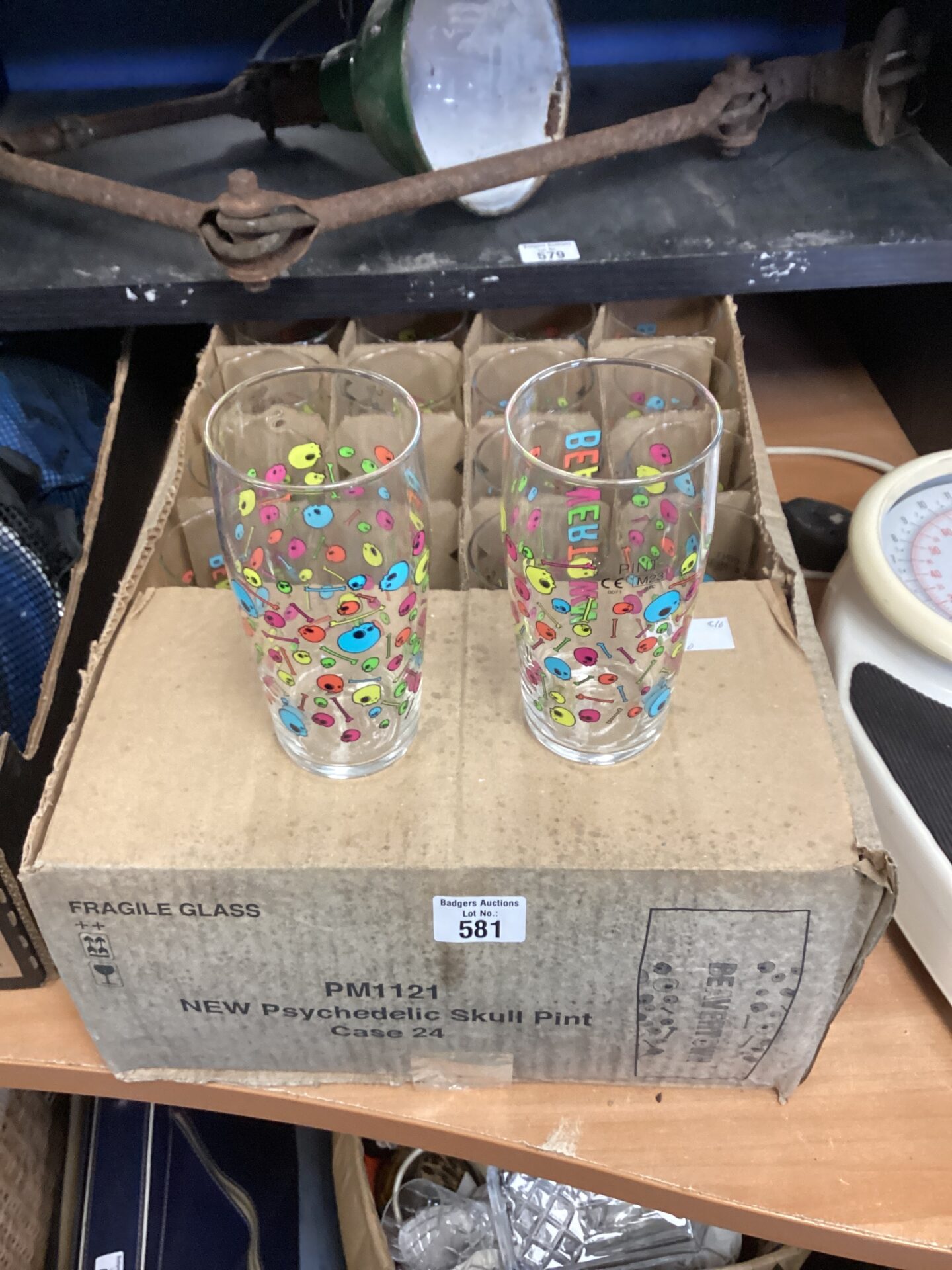 581 Case of Psychedelic Skull Pint Glasses