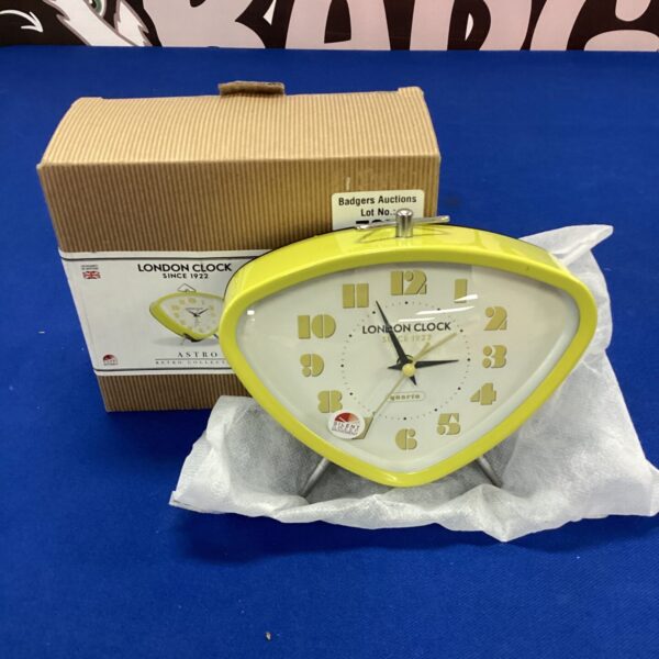 Boxed vintage London Clock Company Astro retro clock.