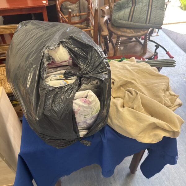 Double bed linen and gold curtains lot from Dunelm.