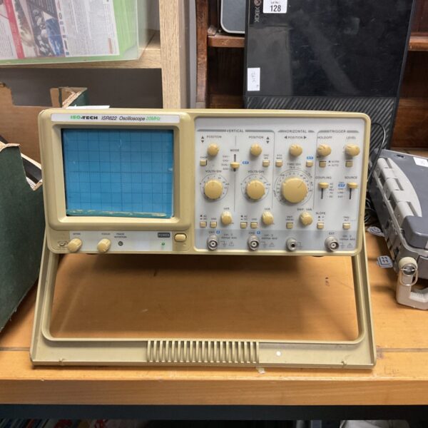 Vintage Iso-tech ISR622 oscilloscope with control knobs and display.