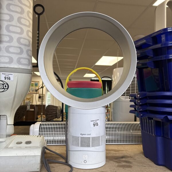Sleek white Dyson bladeless fan for modern cooling.