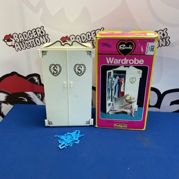 Vintage Pedigree Cindy wardrobe in box, 1960s doll furniture.