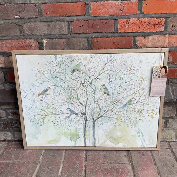 Colourful Ulyana Hammond bird print of birds in a tree.