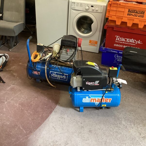 Used Scheppach air compressor for workshop or portable use.