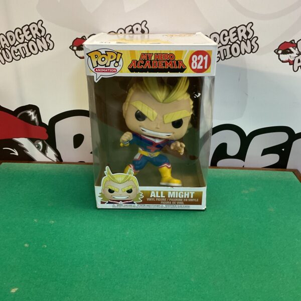 Large boxed All Might Funko Pop! vinyl figure from My Hero Academia.