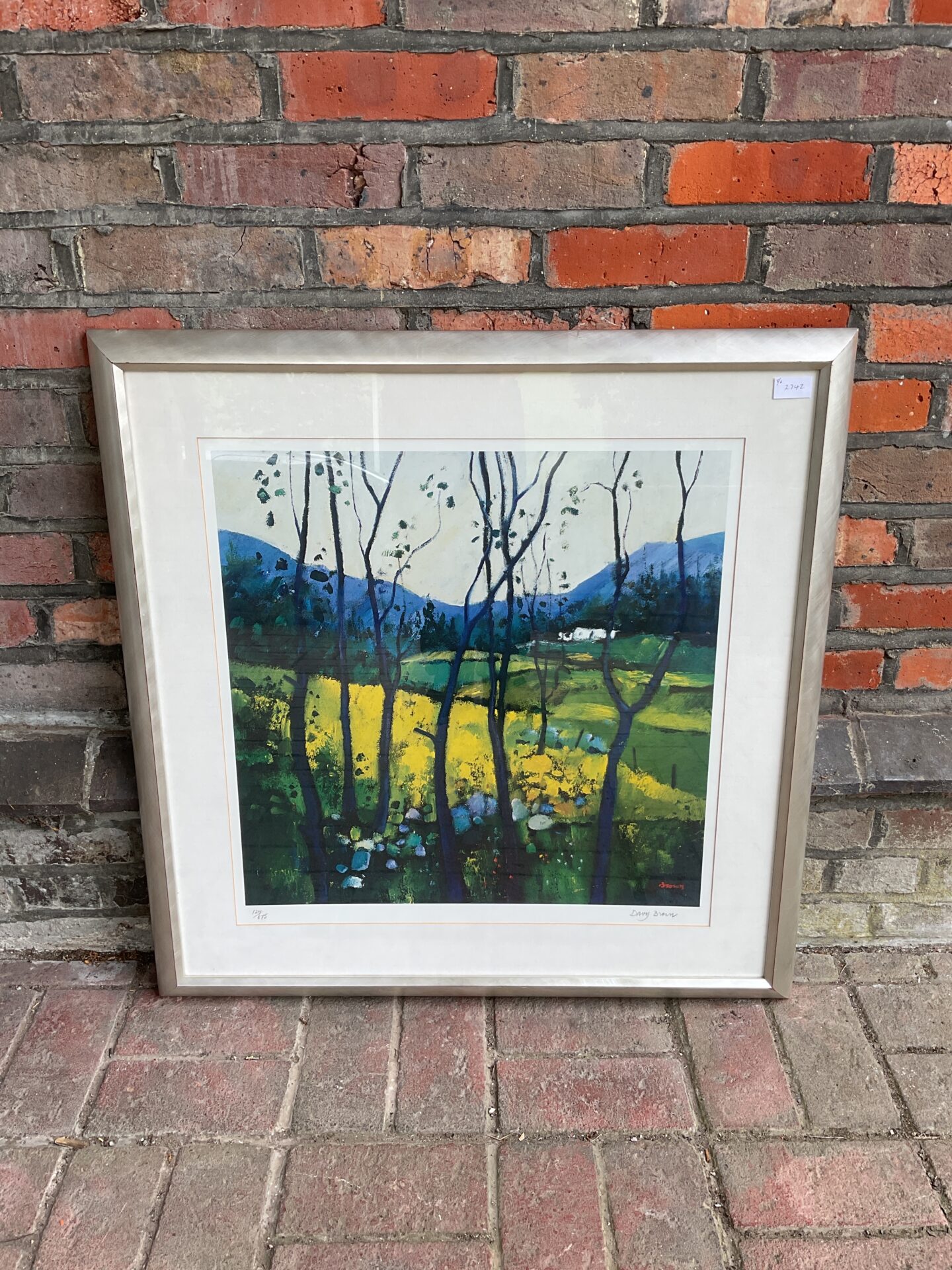 004 Davy brown signed limited edition 124/675 print of a meadow through trees