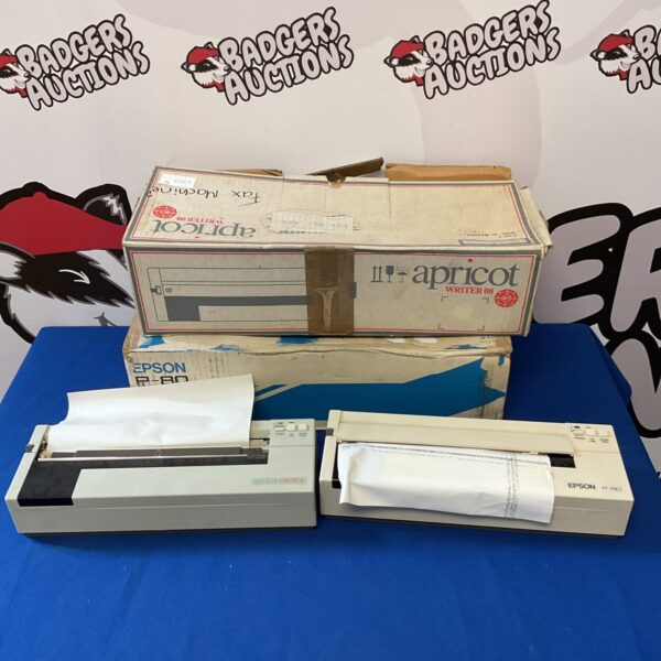 Vintage Apricot Writer 08 and Epson P-80 dot matrix printers for retro computing.