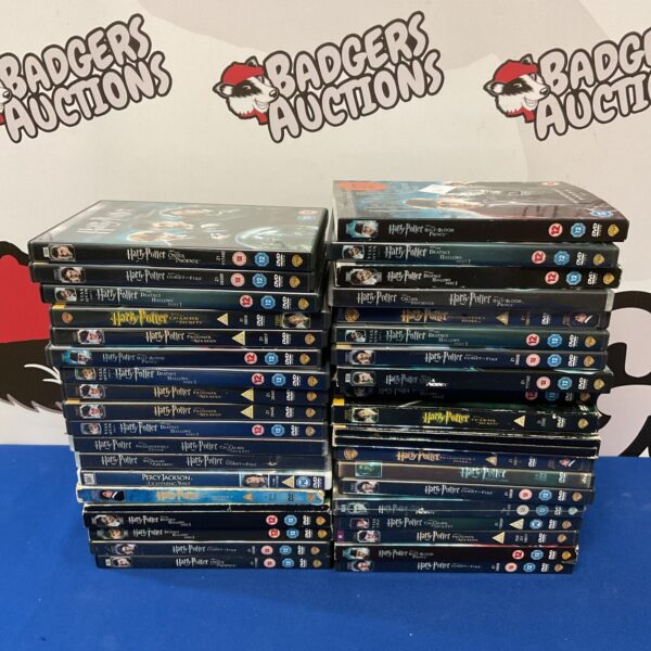 Large lot of Harry Potter DVDs for film fans and collectors.