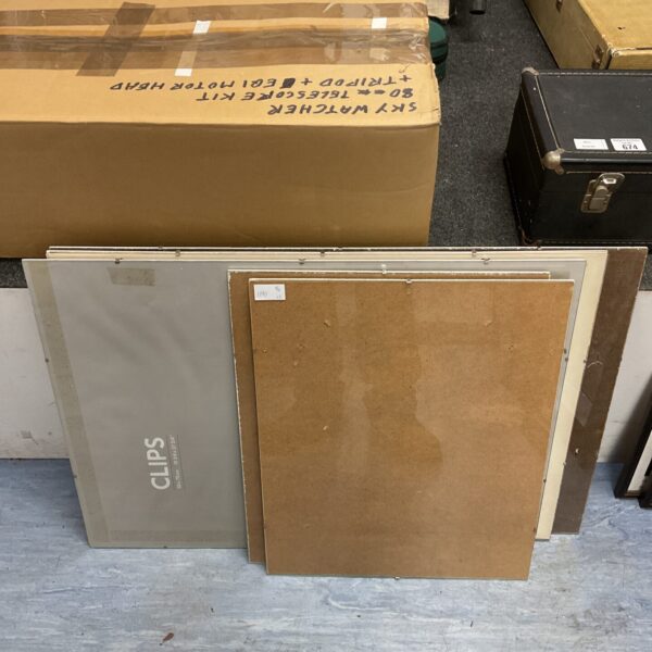 Lot of five clip picture frames for displaying photos and artwork.