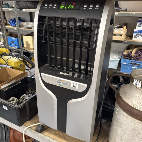 Damaged Airforce portable air conditioner cooling unit for repair.