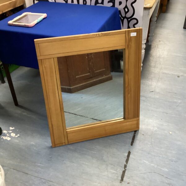 Chunky oak framed mirror measuring 80cm x 70cm for home decor.
