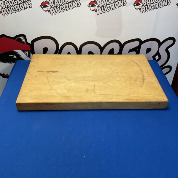 Chunky wooden butchers block for kitchen food preparation.