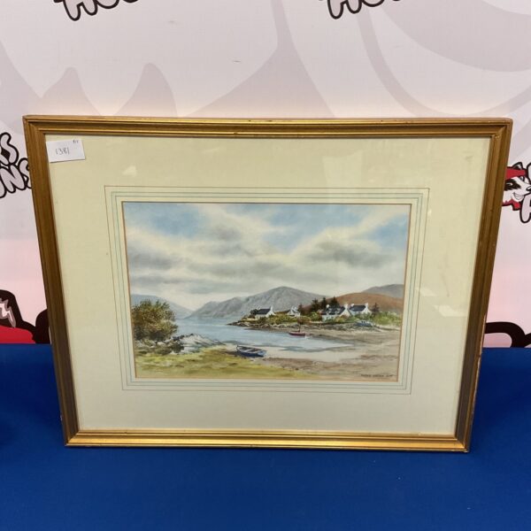 Derek Eastoe watercolour painting of Plockton, a Scottish coastal village.