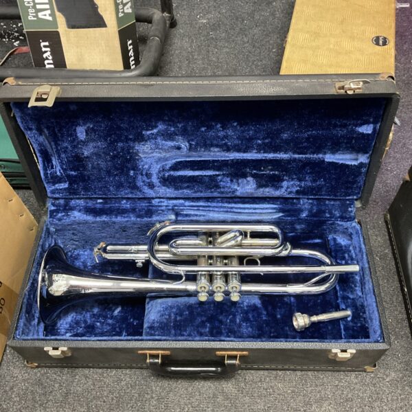Vintage Rosehill trumpet in a protective hard case.