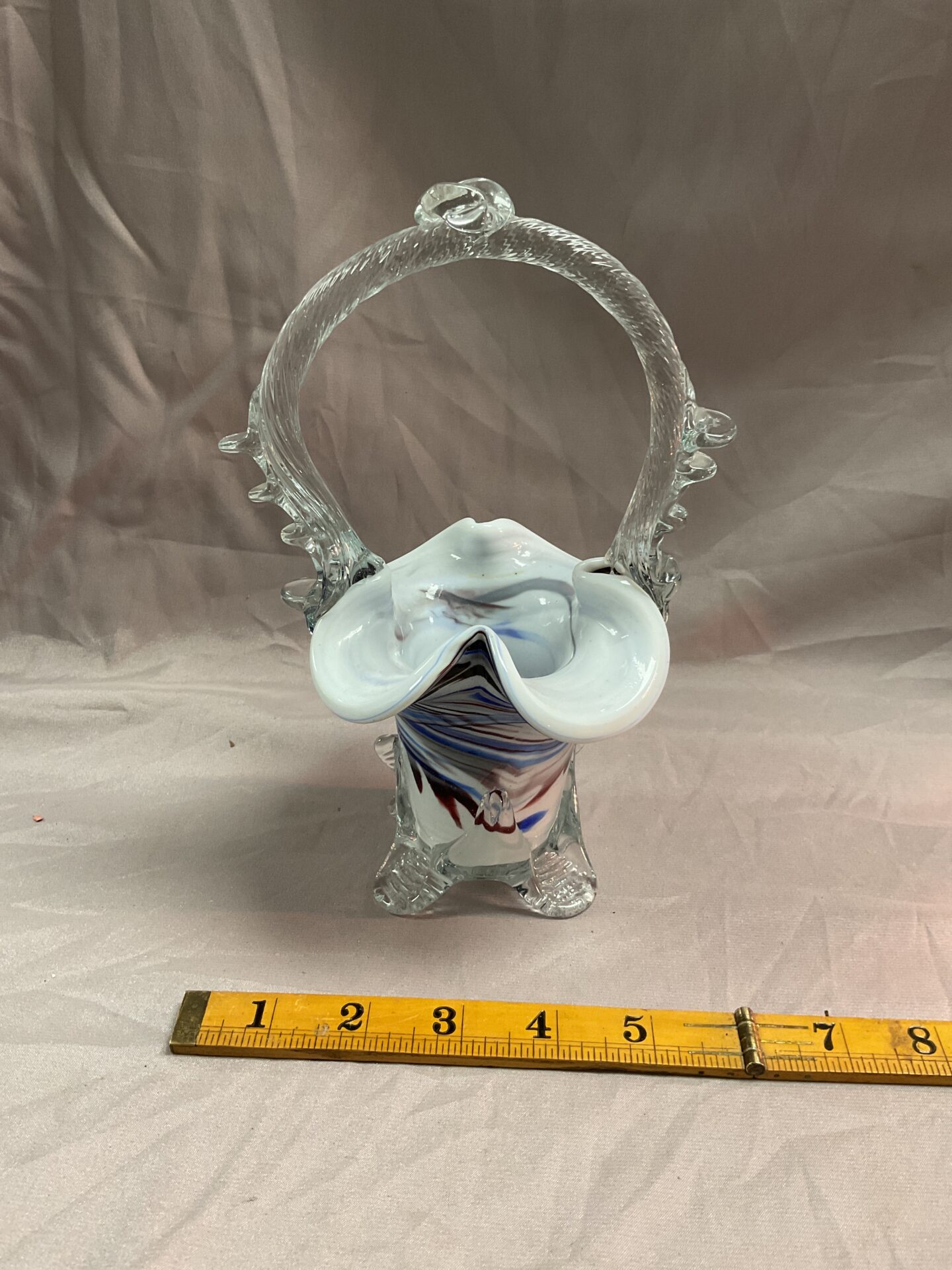 806 Vintage Murano basket vase