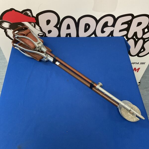 Vintage leather seated shooting sticks for game shooting.