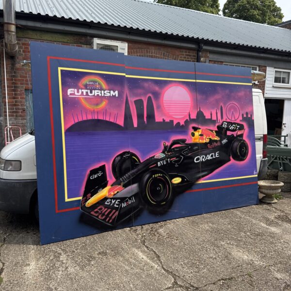 Large Red Bull exhibition artwork signed by artist MBY.
