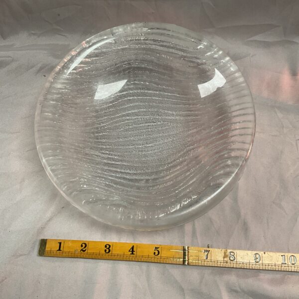 Vintage Uno Westerberg glass dish with swirl pattern.