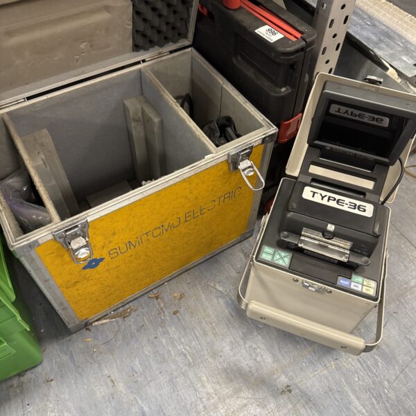 Sumitomo fibre optic splicer in a yellow flight case.