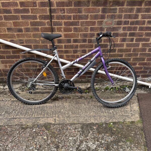 Purple Challenge Aurora ladies bicycle needing restoration.