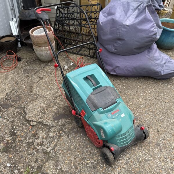 Bosch ALR900 electric lawn raker in used condition.
