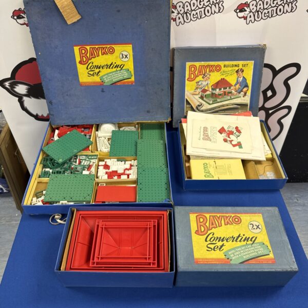 Vintage Bayko building sets in original box, collectible toy.