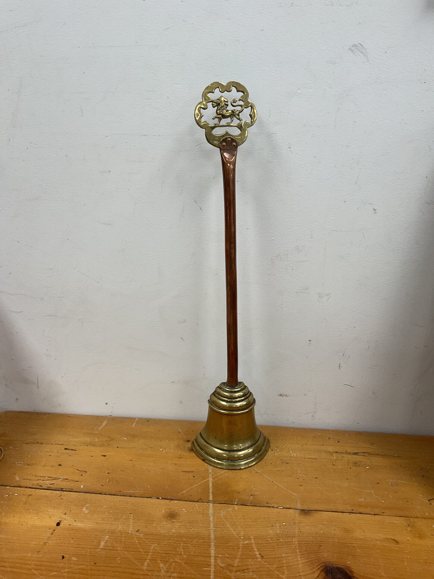 035 Brass and copper victorian door stop