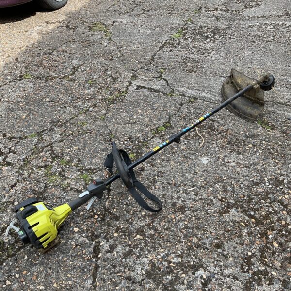 Cordless string trimmer for garden maintenance and weed eating.