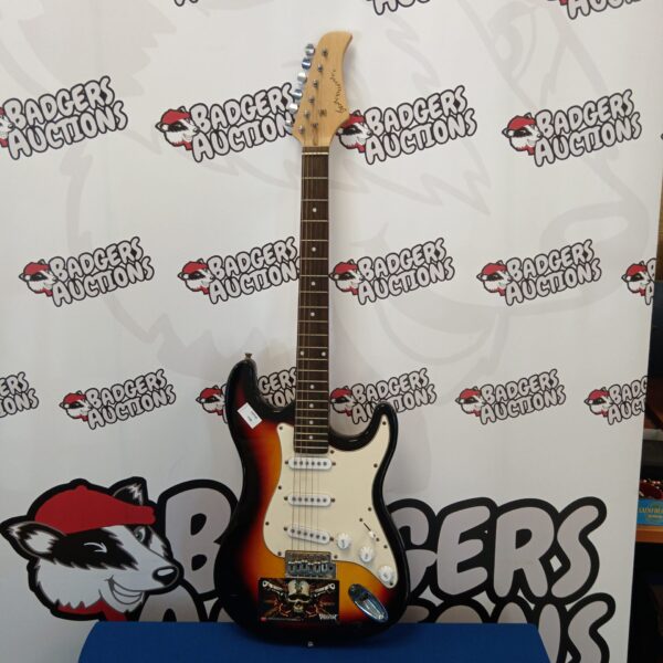 Sunburst electric guitar, Pitchmaster model, vintage instrument.