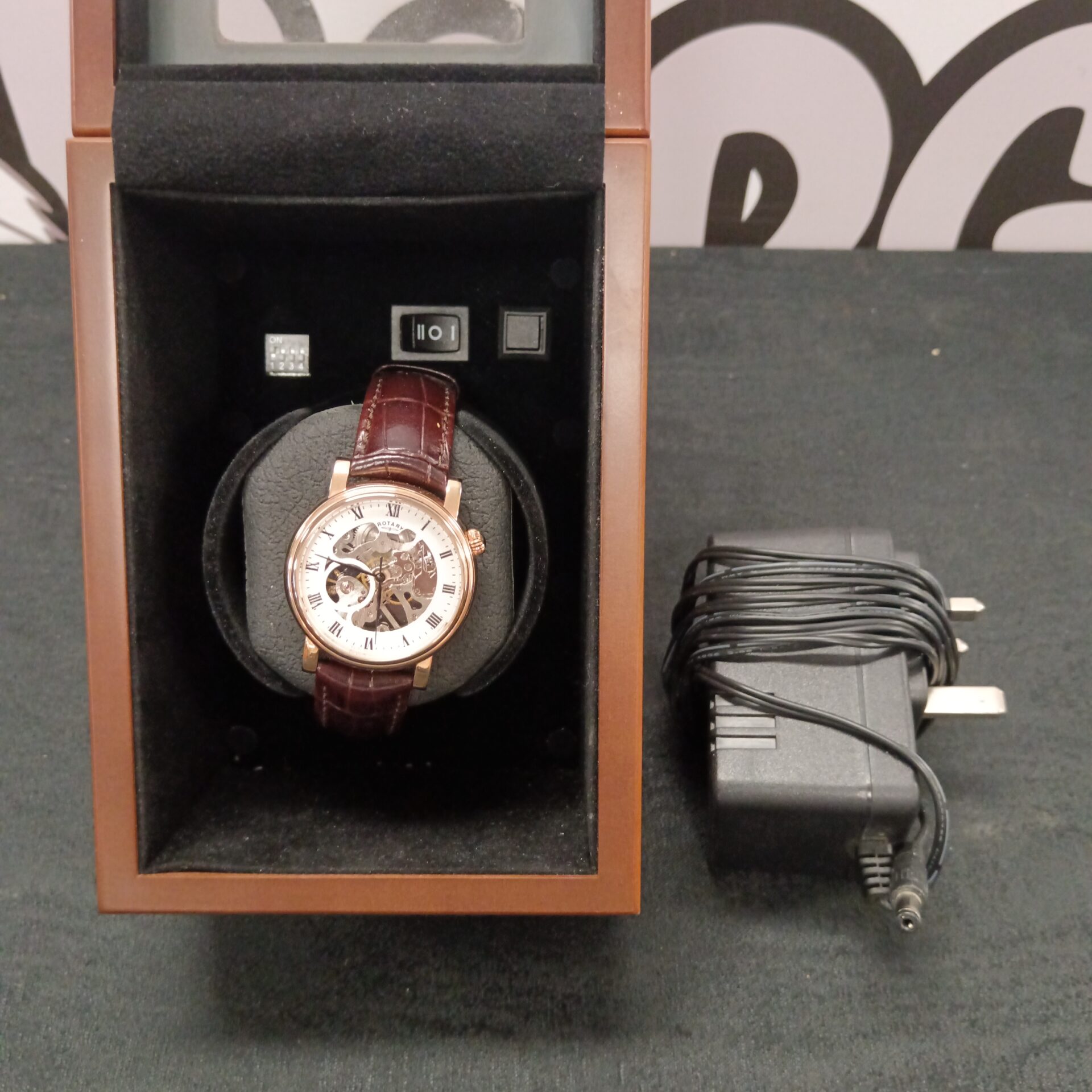 806 Rotary automatic skeleton watch working with watch winder (not working)